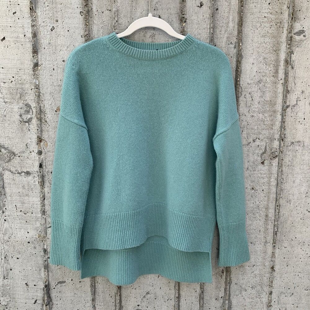 Theory Karenia Cashmere Sweater Ribbed Hem Kelly Green Quiet Luxury XS(?)